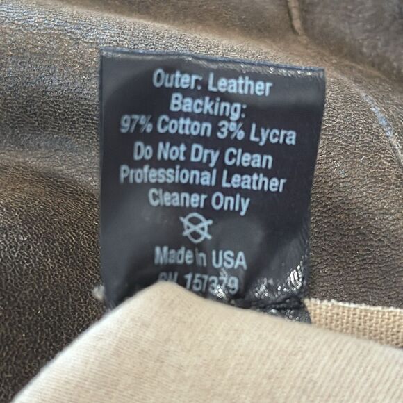 Susan Bender  Stretch Leather Zipper Pants in Chocolate Nubuck Leather Small - Picture 12 of 13